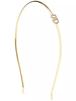 Valentino Garavani ободок с кристаллами и логотипом VLogo Signature, золотистый