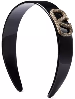 Valentino Garavani ободок с кристаллами и логотипом VLogo Signature, черный
