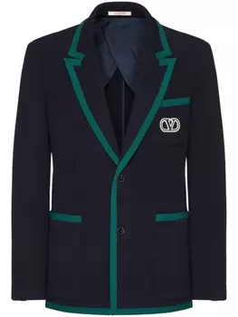 Valentino Garavani однобортный блейзер с логотипом VLogo Signature, синий