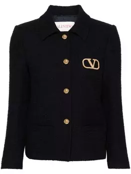 Valentino Garavani однобортный твидовый пиджак, синий