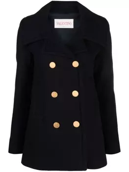 Valentino Garavani пальто из смесовой вирджинской шерсти, синий