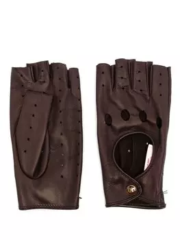 Valentino Garavani перчатки-митенки с логотипом VLogo Signature, коричневый