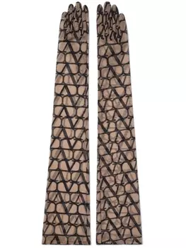 Valentino Garavani перчатки с логотипом VLogo Signature, коричневый