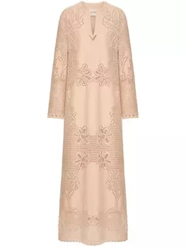 Valentino Garavani платье макси Guipure Jardin, нейтральный цвет