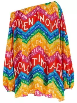 Valentino Garavani платье мини Chevron24 из крепдешина, красный