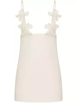 Valentino Garavani платье мини Crepe Couture с вышивкой, нейтральный цвет