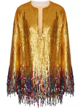 Valentino Garavani платье мини из органзы с вышивкой, золотой