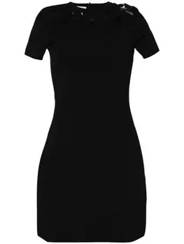 Valentino Garavani платье мини с цветочной аппликацией, черный