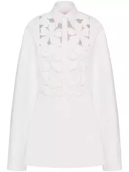 Valentino Garavani платье-рубашка с цветочной вышивкой и вырезами, белый