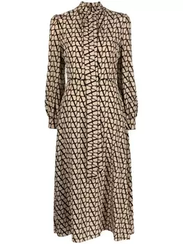 Valentino Garavani платье с логотипом VLogo Signature, нейтральный цвет