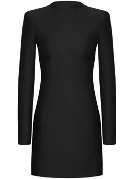 Valentino Garavani платье с высоким воротником и вырезом на спине, черный