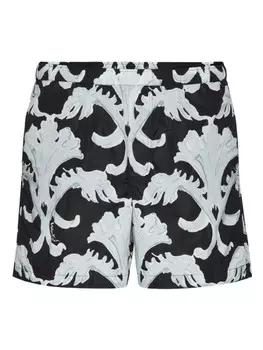 Valentino Garavani плавки-шорты с эластичным поясом и абстрактным принтом, черный