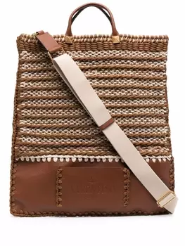 Valentino Garavani плетеная сумка-тоут Identity, коричневый
