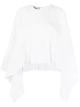 Valentino Garavani плиссированный топ с рукавами колокол, белый