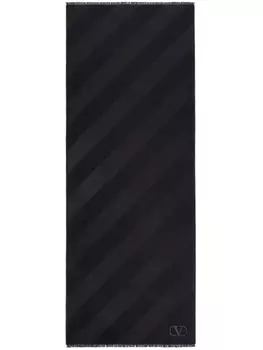 Valentino Garavani полосатый шарф с логотипом VLogo Signature, черный