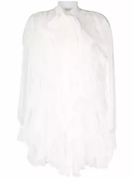 Valentino Garavani прозрачная блузка с оборками, белый