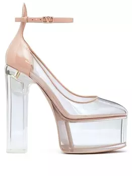 Valentino Garavani прозрачные туфли Tan-Go на платформе, нейтральный цвет