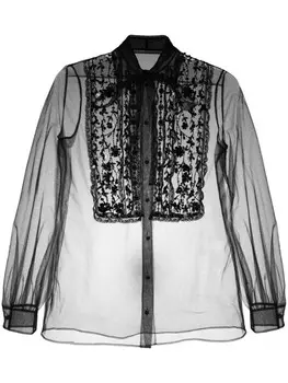 Valentino Garavani прозрачный топ с кружевной вышивкой, черный
