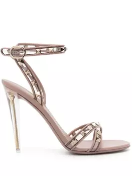 Valentino Garavani Rockstud 12mm ankle-strap sandals, нейтральный цвет