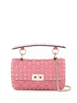 Valentino Garavani Rockstud leather shoulder bag, розовый