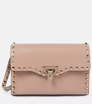 Valentino Garavani Rockstud Маленькая кожаная сумка через плечо Valentino Garavani, розовый