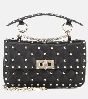 Valentino Garavani Rockstud Spike Маленькая кожаная сумка через плечо Valentino Garavani, черный