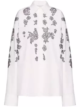 Valentino Garavani рубашка Compact Popeline с вышивкой, белый