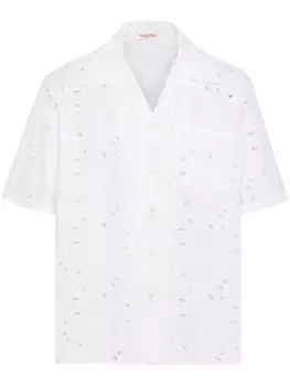 Valentino Garavani рубашка с английской вышивкой, белый