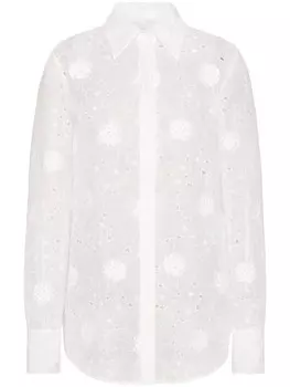Valentino Garavani рубашка с английской вышивкой, белый