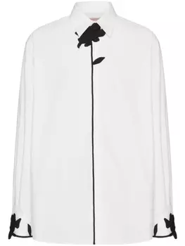 Valentino Garavani рубашка с цветочной аппликацией, белый
