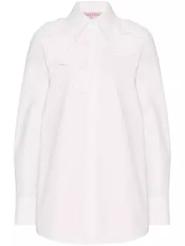 Valentino Garavani рубашка с цветочной аппликацией, белый