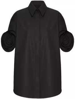 Valentino Garavani рубашка с цветочной аппликацией, черный