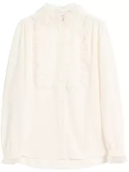 Valentino Garavani рубашка с цветочным кружевом, белый