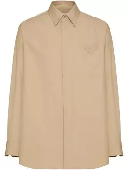 Valentino Garavani рубашка с декором V Gold, нейтральный цвет