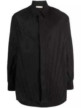 Valentino Garavani рубашка с длинными рукавами и плиссировкой, черный