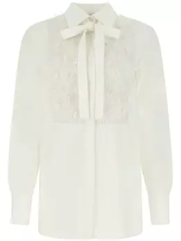 Valentino Garavani рубашка с длинными рукавами и аппликацией, белый