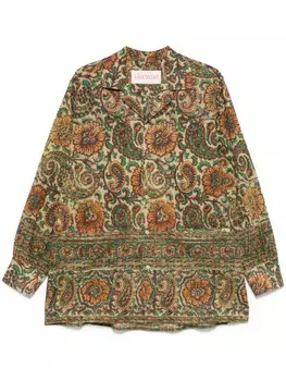 Valentino Garavani рубашка с принтом пейсли, зеленый