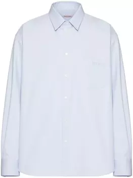Valentino Garavani рубашка с вышитым логотипом, синий
