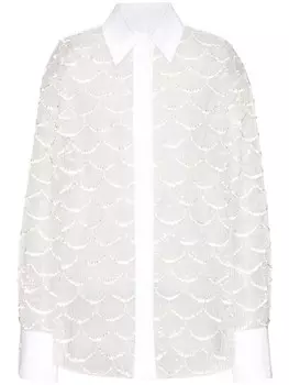 Valentino Garavani рубашка Tulle Illusione с вышивкой, белый