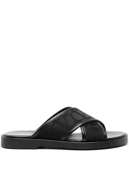 Valentino Garavani сандалии с перекрестными ремешками и логотипом, черный