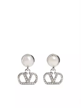 Valentino Garavani серьги с логотипом VLogo Signature, серебряный