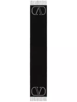 Valentino Garavani шарф с логотипом вязки интарсия с логотипом VLogo Signature, черный