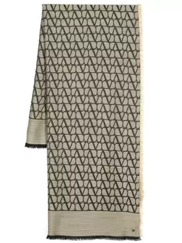 Valentino Garavani шарф Toile Iconographe с бахромой, нейтральный цвет