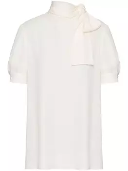 Valentino Garavani шелковая блузка с бантом, серый