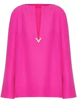 Valentino Garavani шелковая блузка с декором VGold, розовый