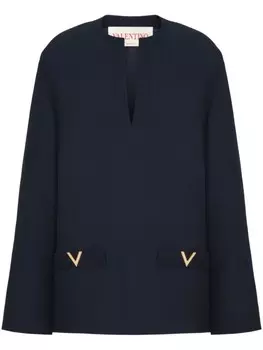 Valentino Garavani шелковая блузка с логотипом VGold, синий