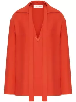 Valentino Garavani шелковая блузка с логотипом VLogo Signature, оранжевый