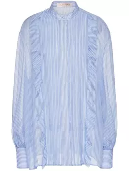 Valentino Garavani шелковая рубашка с оборками, синий