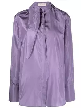 Valentino Garavani шелковая рубашка с завязками, фиолетовый