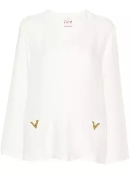 Valentino Garavani шелковая туника с логотипом, белый